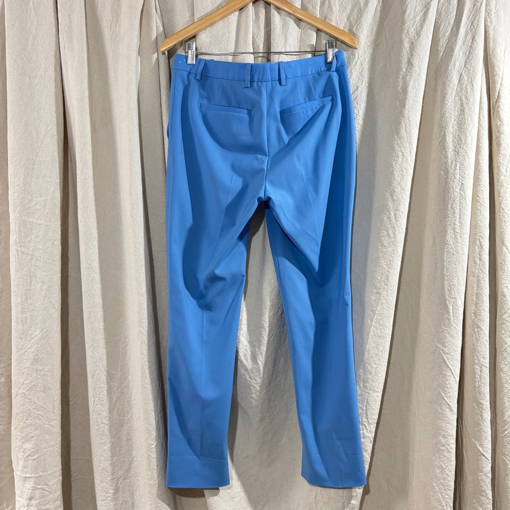 Theory Blue Stretch Wool Crop Cuff Career Work Office Pant Size 6 - Picture 2 of 8